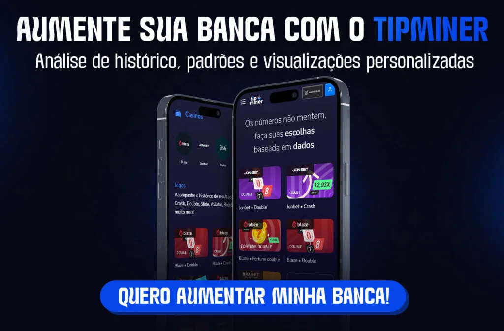 Banner de assinatura mostrando dois celulares com listas de resultados de jogos por plataforma e um botão azul de chamada para ação.